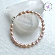 Pink Pearl Bracelet With Silver Clasp